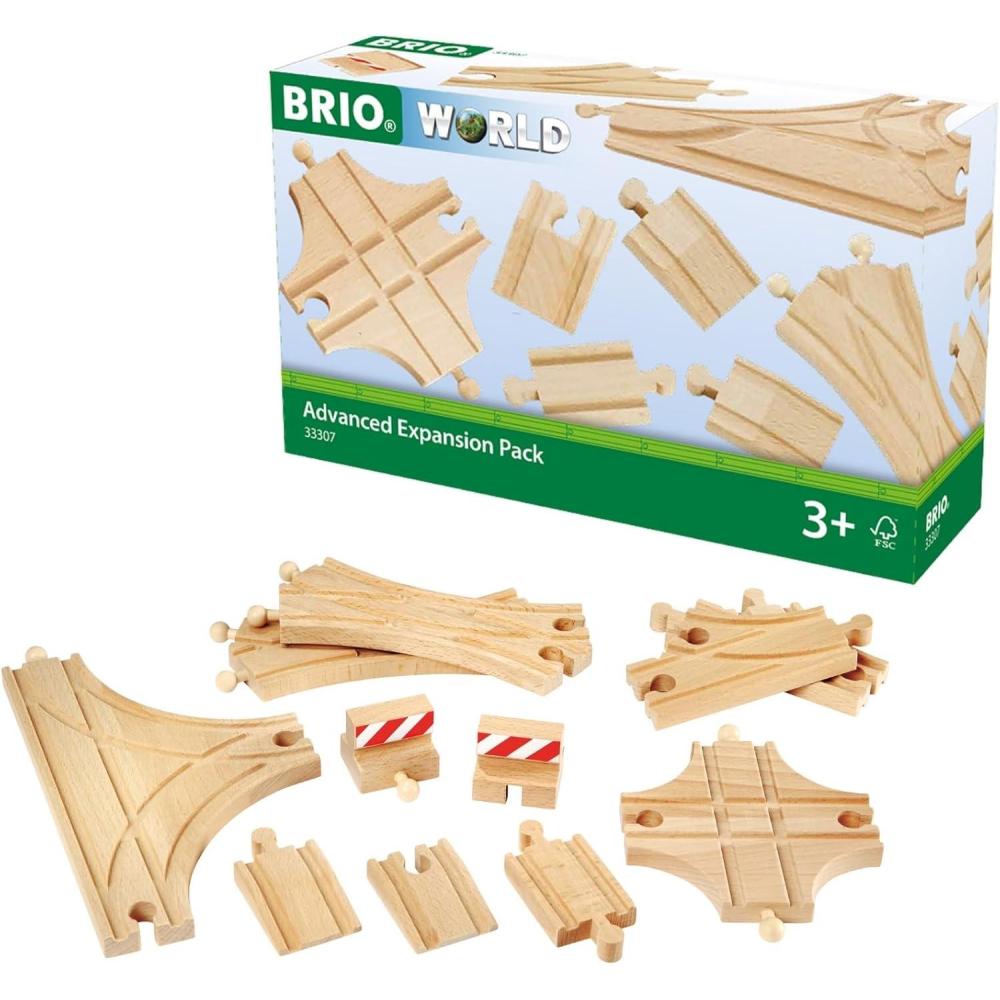 imageBRIO World Advanced Expansion Pack 11Piece Wooden Train Track FSCCertified Compatible with All Railways Includes Wooden Tracks amp Switches for Interactive Railway Fun Ages 3 amp Up