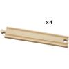 BRIO World 33341-4 Piece Long Straight Wooden Train Tracks | Expandable & Compatible Railway Set | Engineered for Kids Ages 3 and Up | FSC Certified Materials
