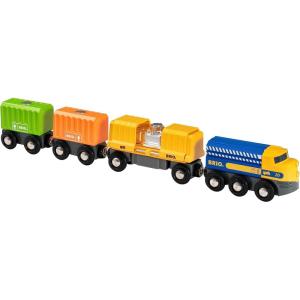 BRIO 33982 Three-Wagon Cargo Train – Kid-Friendly Wooden Toy Train | Engaging Play Experience | Compatible with All Railway Tracks | Ideal for Kids Age 3 & Up | FSC-Certified Materials