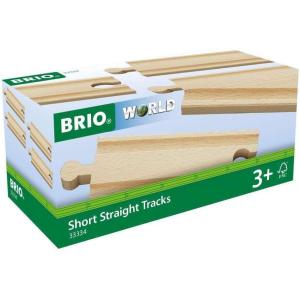 BRIO World 33334 – Premium Short Straight Tracks – 4 Piece Wooden Train Toy Set for Kids | Enhances Motor Skills | FSC-Certified Wood | Compatible with All BRIO Train Sets