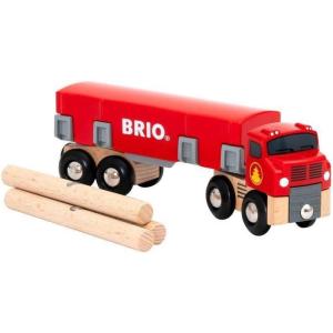 BRIO World 33657 – Lumber Truck | 6-Piece Wooden Toy Train Set | Ideal for Kids Ages 3 and Up | Made with Sustainable Wood | Magnetic Crane Compatible