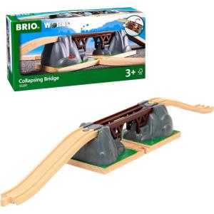 BRIO World Collapsing Bridge for Wooden Train Set – 3-Piece Accessory – FSC-Certified – Compatible with BRIO Railway and Train Track Sets – Encourages Fun Creativity – Kids Ages 3 & Up(Collapsing Bridge)