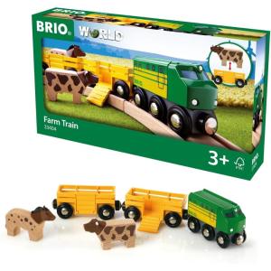 BRIO World Farm Train Set – 5-Piece FSC-Certified Accessories – Works with All Wooden Railway Sets – Includes Engine, Horse, Cow & Livestock Cars – Fun Play for Kids Ages 3 & Up(BRIO World 33404 – Farm Train | 5-Piece Wooden Toy Train Set for Kids | Ideal for Ages 3 & Up | Certified Sustainable Materials)