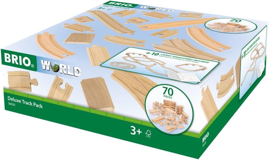 imageBRIO 36030 World Deluxe Track Pack 70 Piece Wooden Train Set for Children 3 Years and Up FSCCertified Beech Wood Compatible with All BRIO Railway Sets amp Accessories Ideal for Creative PlayModern