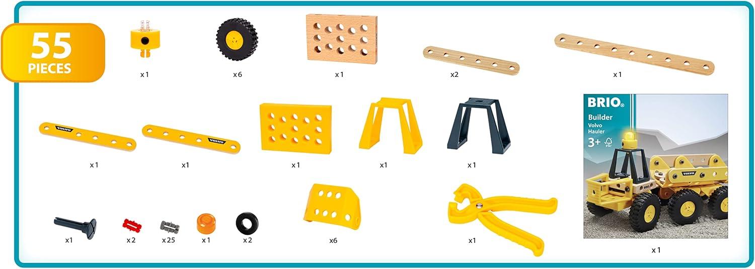 imageBRIO Builder 34599 Volvo Hauler Educational Construction Toy for Kids Age 3 Years Up