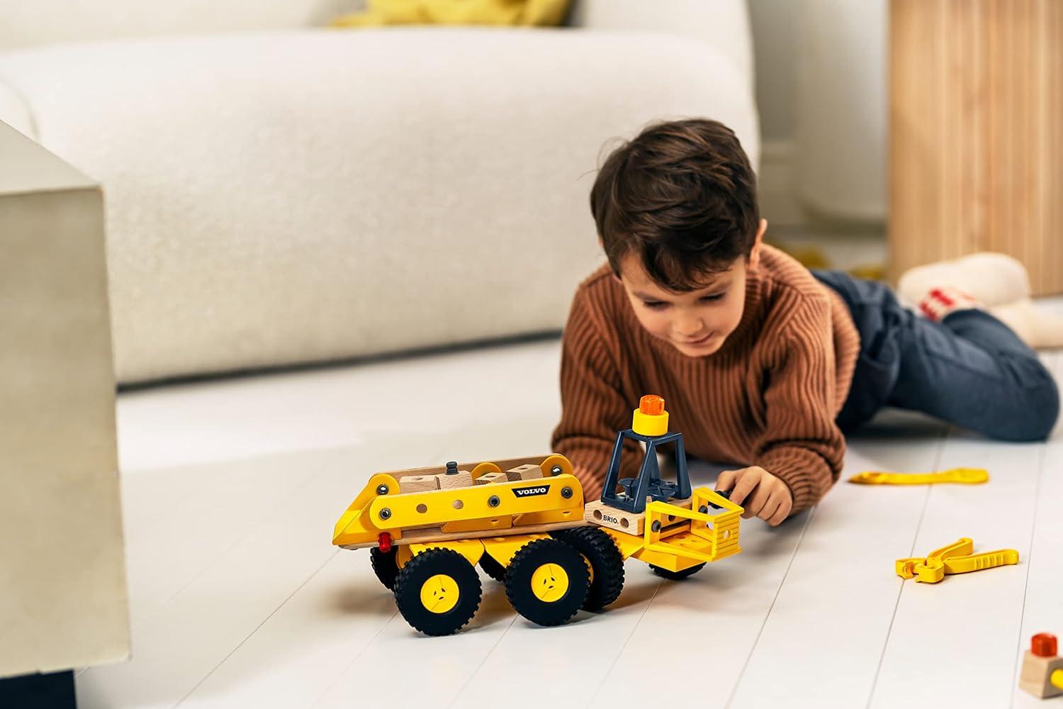imageBRIO Builder 34599 Volvo Hauler Educational Construction Toy for Kids Age 3 Years Up