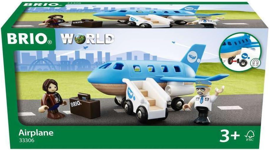 imageBRIO World 33306 Airplane Stimulating Wooden Toy Plane Set Enhances Creativity and Logical Thinking Compatible with BRIO Railway Toys for Kids Aged 3