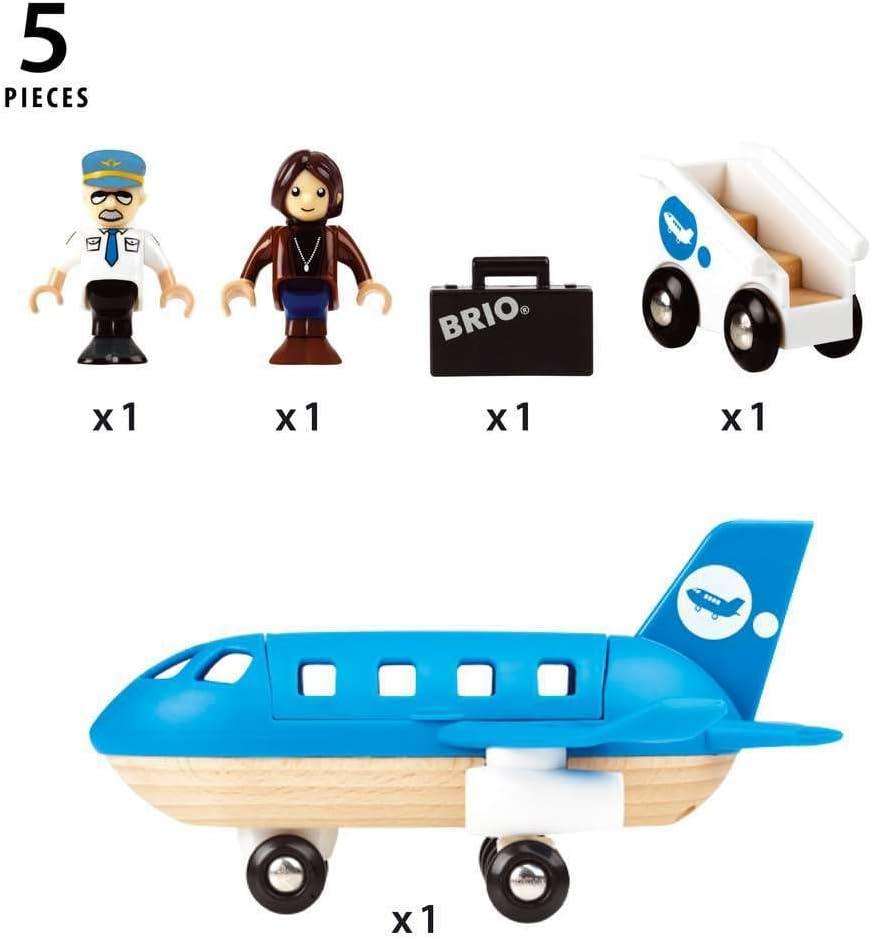 imageBRIO World 33306 Airplane Stimulating Wooden Toy Plane Set Enhances Creativity and Logical Thinking Compatible with BRIO Railway Toys for Kids Aged 3