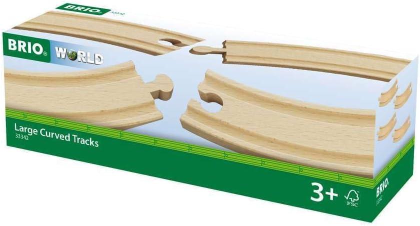 imageBRIO World 33342 Large Curved Wooden Tracks 4Piece Toy Train Set Extension Compatible with All BRIO Railway Toys Safety Tested and Approved Ideal for Kids Ages 3 and Up