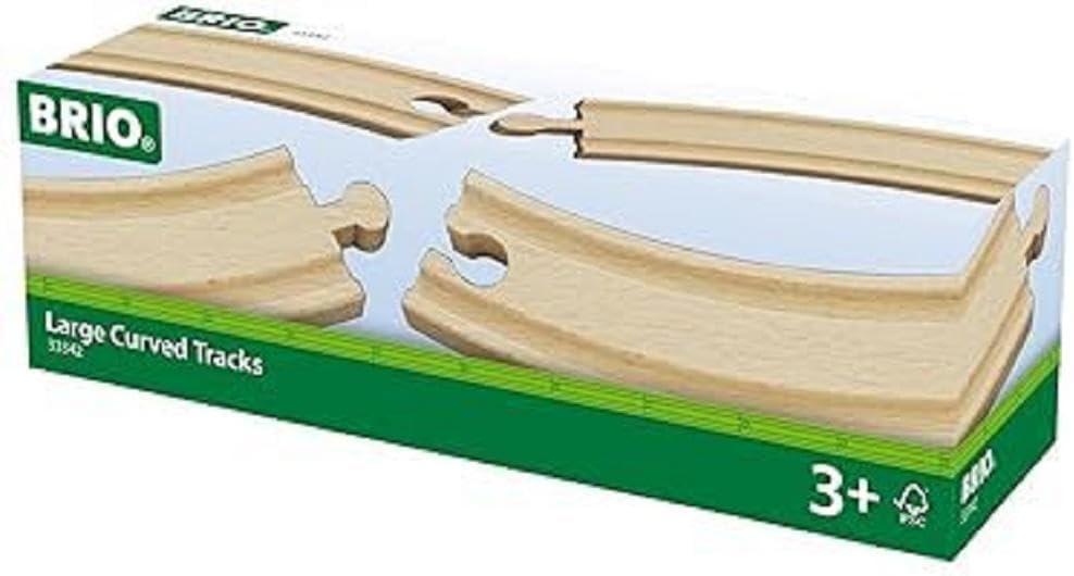 imageBRIO World 33342 Large Curved Wooden Tracks 4Piece Toy Train Set Extension Compatible with All BRIO Railway Toys Safety Tested and Approved Ideal for Kids Ages 3 and Up