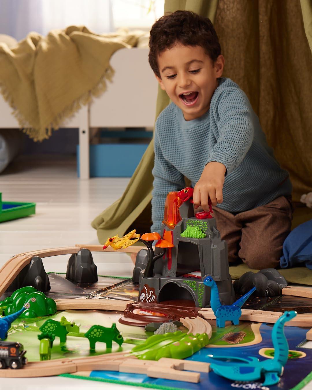 imageBRIO World Dinosaur Deluxe Set 44Piece FSCCertified Wood Train Set amp Accessories Works with All Wooden Train Sets Dinosaur Train Engine 2 Wagons 8 Dinosaurs Tracks amp More Kids Ages 3BRIO World 36104 Dinosaur Deluxe Set 44Piece Toy Train Set for Kids Ages 3 Years and Up