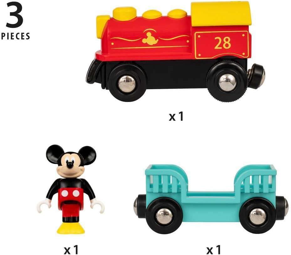 imageBrio 32265 Disney Mickey Mouse Battery Train Exclusive Wooden Toy Train Set Perfect for Kids Age 3 amp Up Enhances Motor Skills Compatible with All Brio Tracks