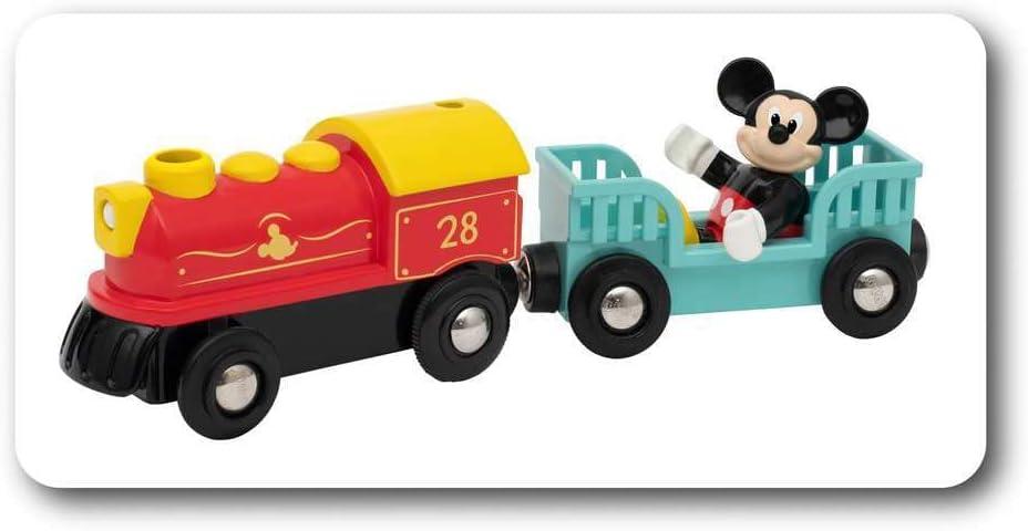 imageBrio 32265 Disney Mickey Mouse Battery Train Exclusive Wooden Toy Train Set Perfect for Kids Age 3 amp Up Enhances Motor Skills Compatible with All Brio Tracks