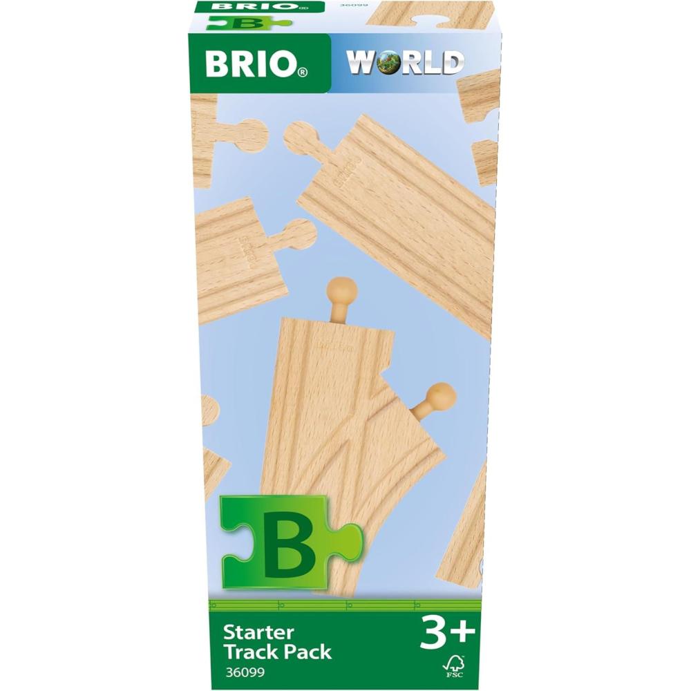 imageBRIO World 36099 Starter Track Pack 12Piece Wooden Train Track Set for Kids Aged 3 Years Up