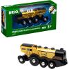 BRIO World Mighty Golden Action Locomotive – Battery Operated Toy Train for Wooden Track – Motorized Train with Lights & Sound – Works with All BRIO Sets – Exciting, Interactive Play – Ages 3 & Up(Locomotive)