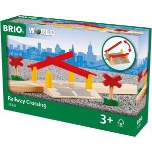 BRIO World 33388-4 Piece Railway Crossing Set | Fun and Interactive Wooden Train Accessory for Kids | Enhances Creativity and Motor Skills | FSC-Certified Eco-Friendly Toy for Ages 3 and Up