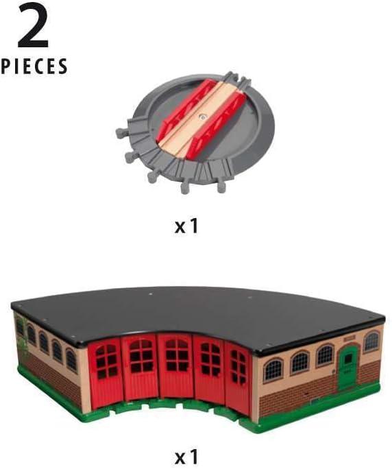 imageBRIO World 33736 Grand Roundhouse Ultimate Train Set Accessory Accommodates 5 Trains Rotating Switch Turntable Compatible with All Railway Toys Perfect for Kids Ages 3Grand Roundhouse