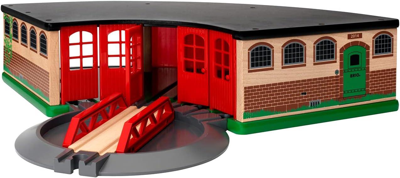 imageBRIO World 33736 Grand Roundhouse Ultimate Train Set Accessory Accommodates 5 Trains Rotating Switch Turntable Compatible with All Railway Toys Perfect for Kids Ages 3Grand Roundhouse