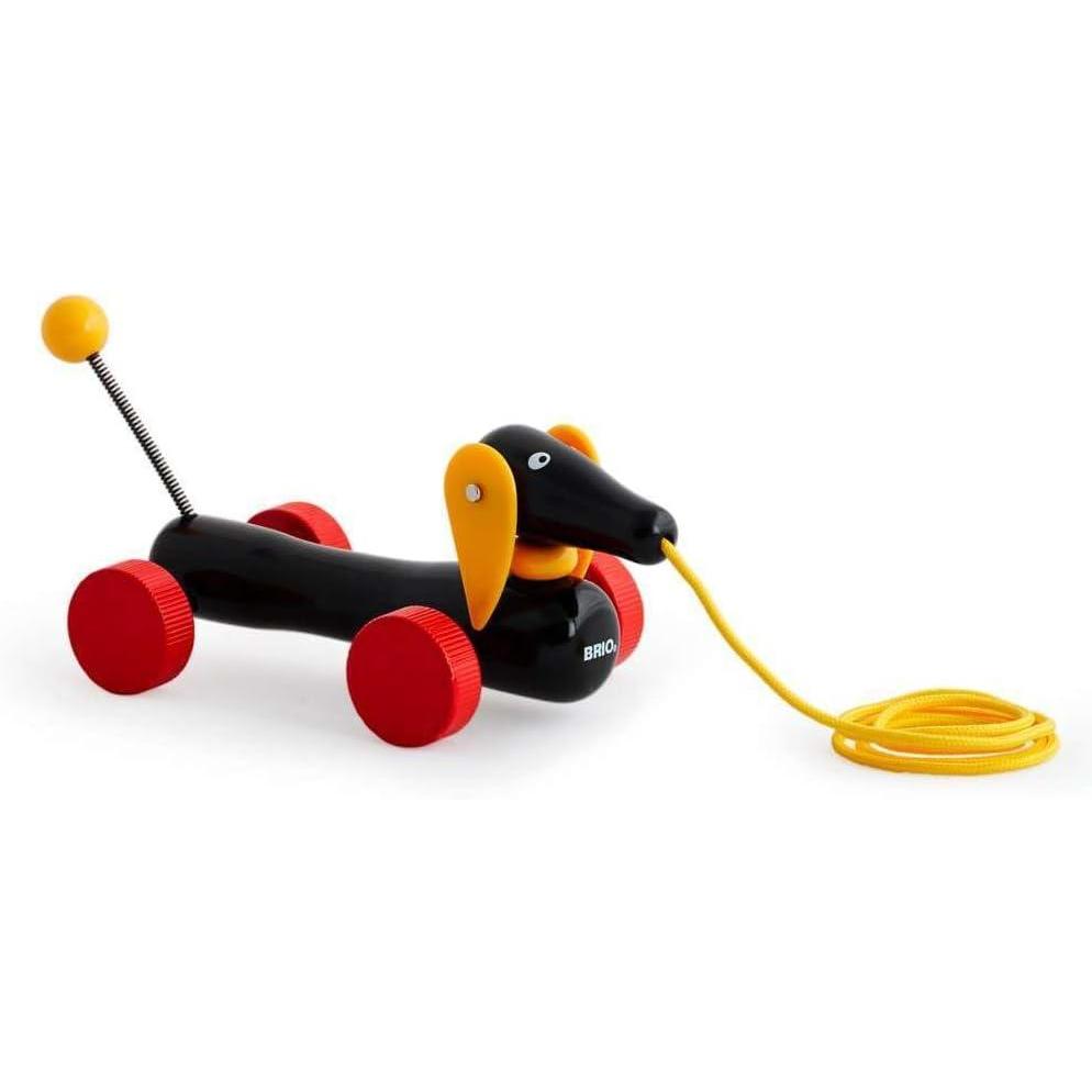 imageBRIO World 30332 Pull Along Dachshund Interactive Toddler Toy Durable Wooden Construction FSC Certified Sustainable Wood