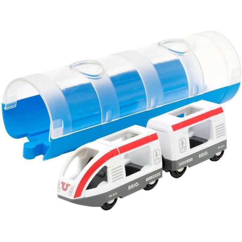 imageBRIO World 33890  Travel Train amp Tunnel  3 Piece Wooden Toy Train Set for Kids Age 3 and Up