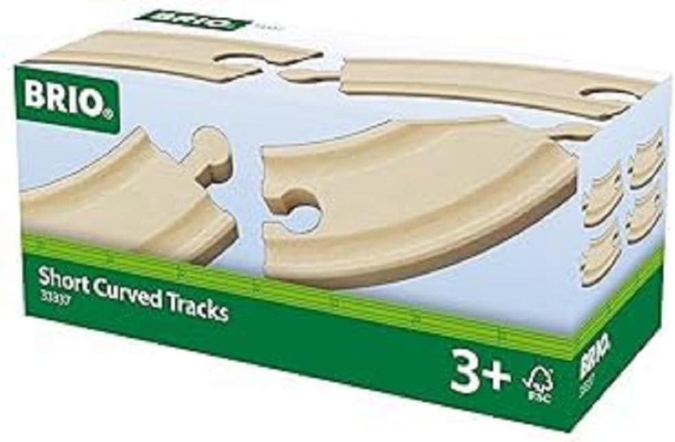imageBRIO World 33337 Premium 4Piece Short Curved Tracks Wooden Train Toy Set for Kids amp Toddlers Age 3 Versatile amp Compatible FSCCertified Sustainable Wood Child ASIN B08J88V5QW