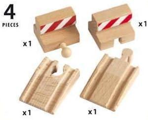 imageBRIO World 33385 Stop and Ramp Track 4 Piece Wooden Toy Train Accessory for Kids Ages 3 and Up
