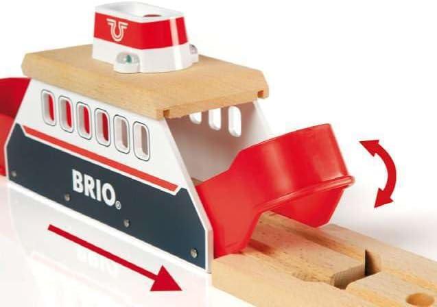imageBRIO World 33569 Ferry Ship 3 Piece Wooden Toy Train Set for Kids Interactive Light and Sound Features Compatible with All BRIO Train Tracks Ideal for Ages 3 and Up