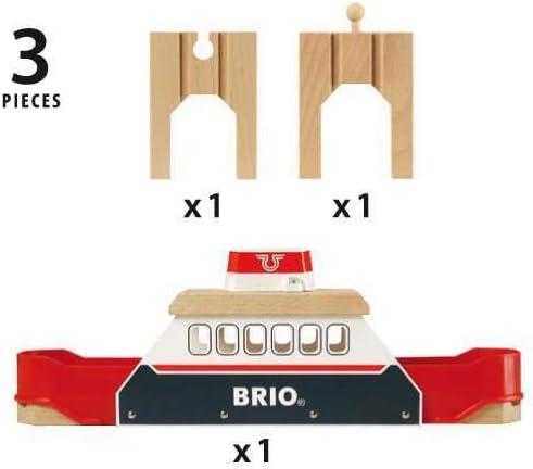 imageBRIO World 33569 Ferry Ship 3 Piece Wooden Toy Train Set for Kids Interactive Light and Sound Features Compatible with All BRIO Train Tracks Ideal for Ages 3 and Up