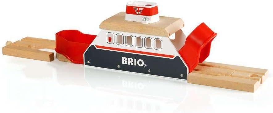 imageBRIO World 33569 Ferry Ship 3 Piece Wooden Toy Train Set for Kids Interactive Light and Sound Features Compatible with All BRIO Train Tracks Ideal for Ages 3 and Up