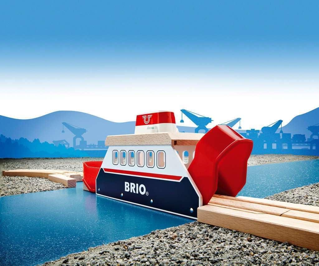 imageBRIO World 33569 Ferry Ship 3 Piece Wooden Toy Train Set for Kids Interactive Light and Sound Features Compatible with All BRIO Train Tracks Ideal for Ages 3 and Up