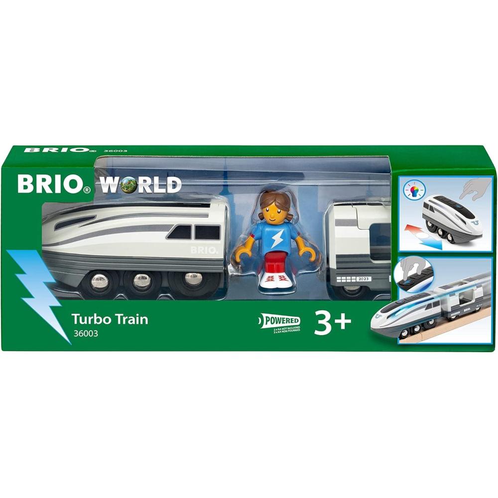 imageBRIO World 36003 Turbo Train  Dynamic Speed Boost Feature  Interactive Blue Light Indicators  Perfect Addition to Any Set  Suitable for Children Age 3 and Up