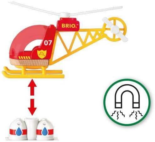 imageBRIO World 33797 Firefighter Helicopter 3 Piece Helicopter Toy for Kids Ages 3 and Up