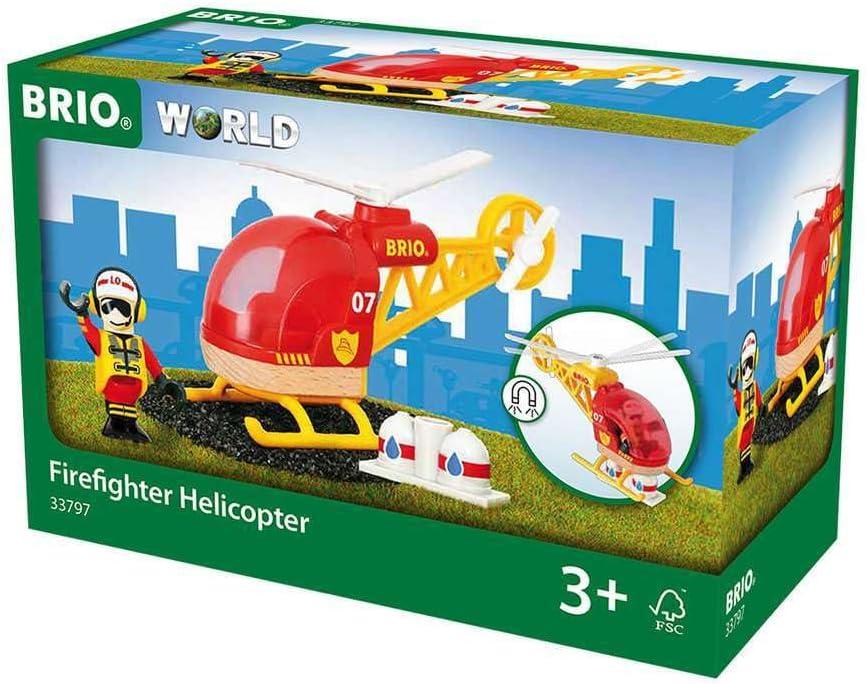 imageBRIO World 33797 Firefighter Helicopter 3 Piece Helicopter Toy for Kids Ages 3 and Up