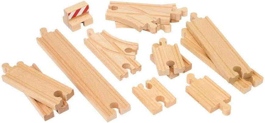 imageBRIO World 33394 Starter Track Pack 13Piece Wooden Train Tracks for Kids Ages 3 amp Up