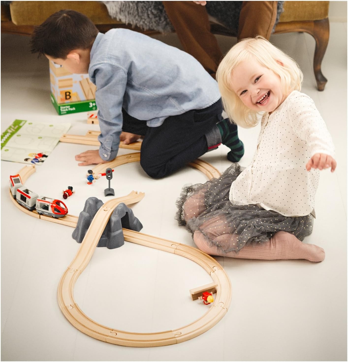 imageBRIO World 33394 Starter Track Pack 13Piece Wooden Train Tracks for Kids Ages 3 amp Up