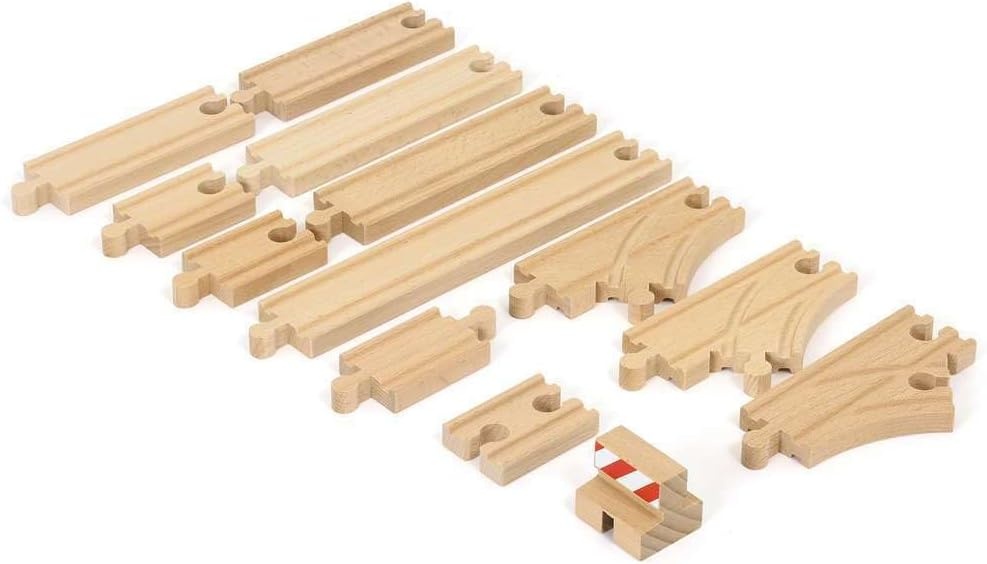 imageBRIO World 33394 Starter Track Pack 13Piece Wooden Train Tracks for Kids Ages 3 amp Up