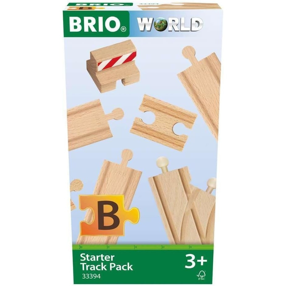 imageBRIO World 33394 Starter Track Pack 13Piece Wooden Train Tracks for Kids Ages 3 amp Up