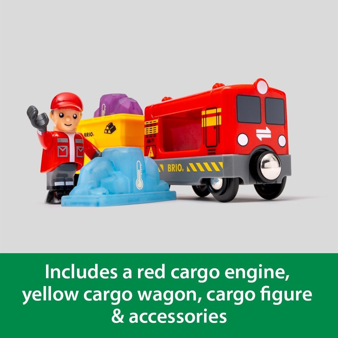 image:imageBRIO World Gemstone Cargo Train 5Piece Wooden Cargo Train with ColorChanging Gem Loads Interactive Toy Train Playset Works with All World Railway Sets Kids Ages 3 amp Up