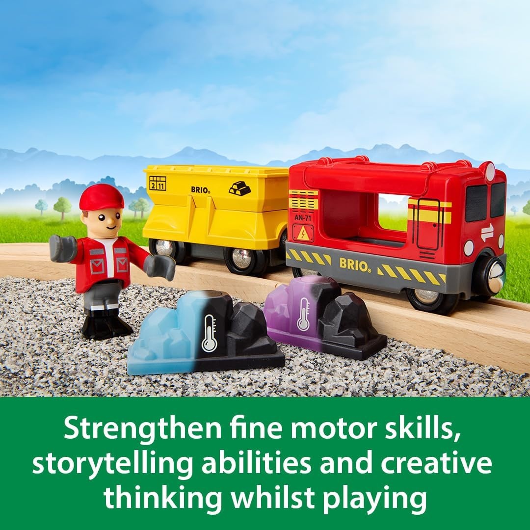 image:imageBRIO World Gemstone Cargo Train 5Piece Wooden Cargo Train with ColorChanging Gem Loads Interactive Toy Train Playset Works with All World Railway Sets Kids Ages 3 amp Up