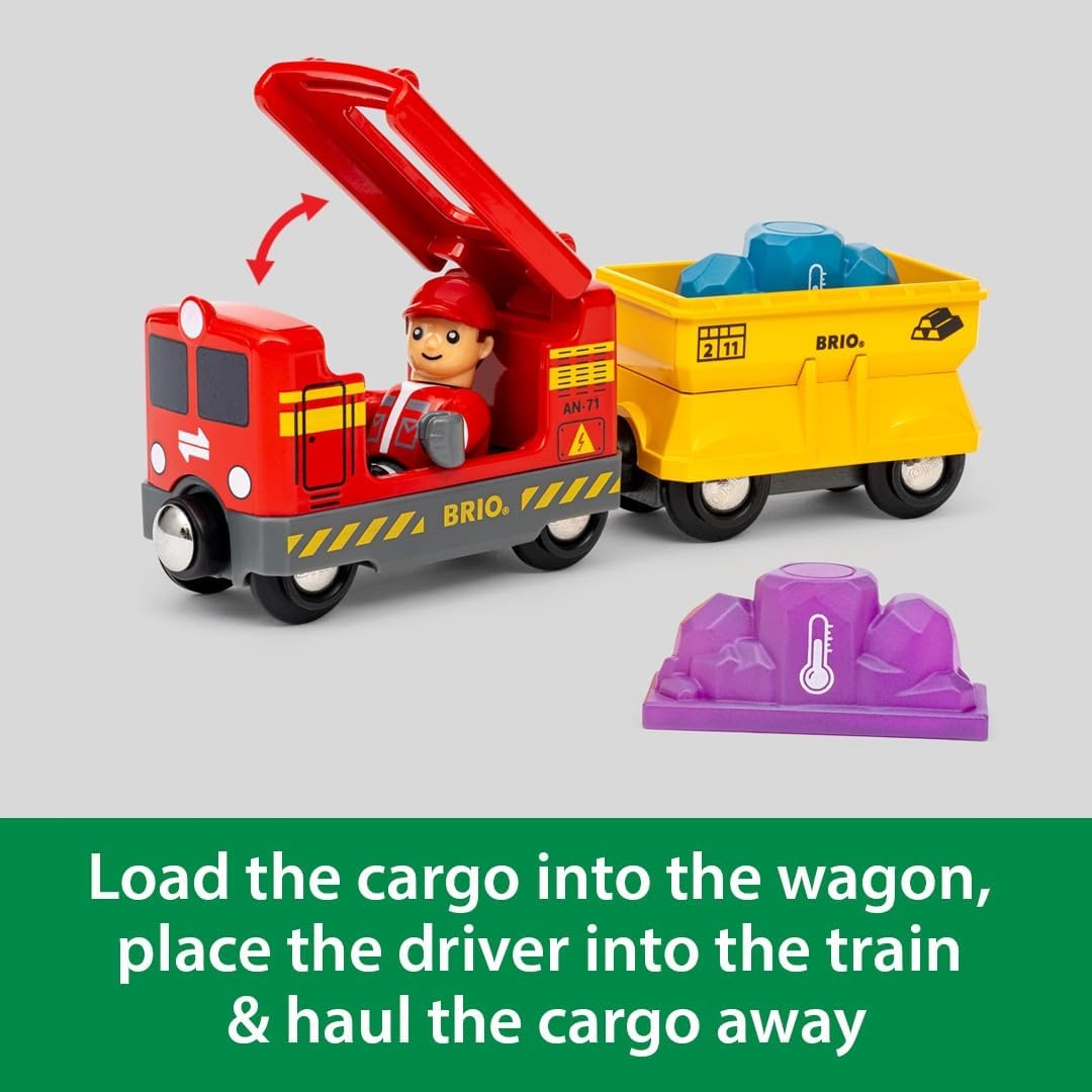 image:imageBRIO World Gemstone Cargo Train 5Piece Wooden Cargo Train with ColorChanging Gem Loads Interactive Toy Train Playset Works with All World Railway Sets Kids Ages 3 amp Up
