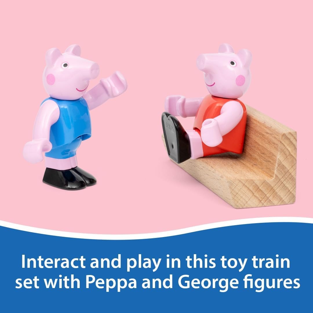 image:imageBRIO World Peppa Pig Train Set 18Piece FSCCertified Wooden Railway Set Includes Peppa and George Figures Works with All BRIO Train Sets Ages 3
