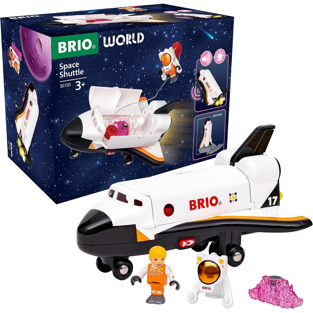 image:imageBRIO World Space Shuttle  5Piece Interactive Space Vehicle Playset with Lights amp Sound  Astronaut Figure with Magnetic Accessories  Works with All World Railway Sets  Kids Ages 3 amp Up
